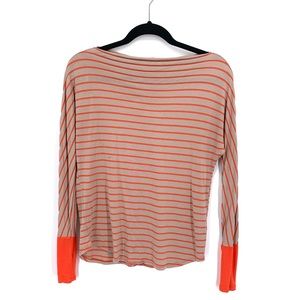 Michael Stars Striped Long Sleeve Light Weight Boat Neck Top One Size Fits Most